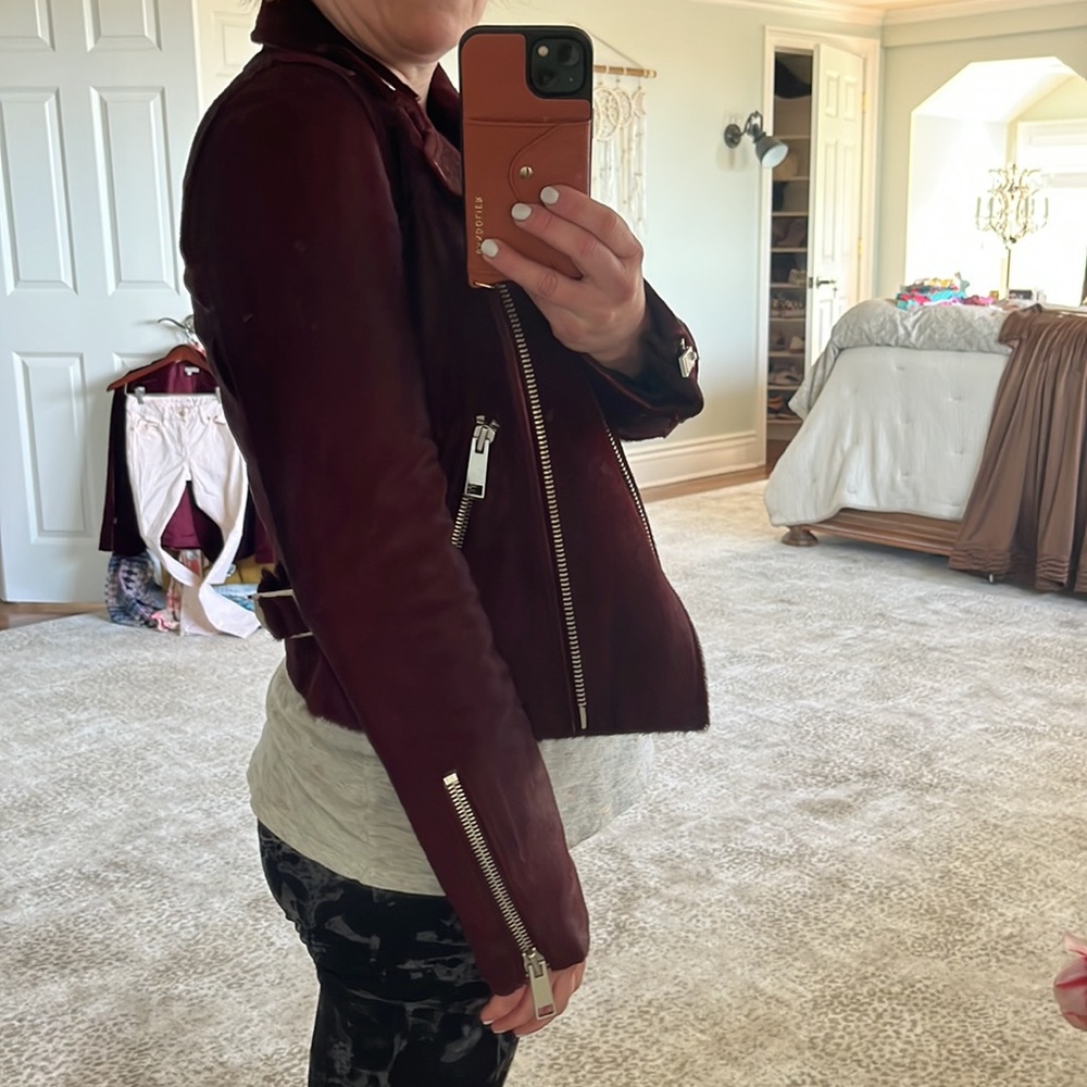 J. Crew Collection pony hair burgundy wine Moto jacket - 2 - Picture 12 of 12